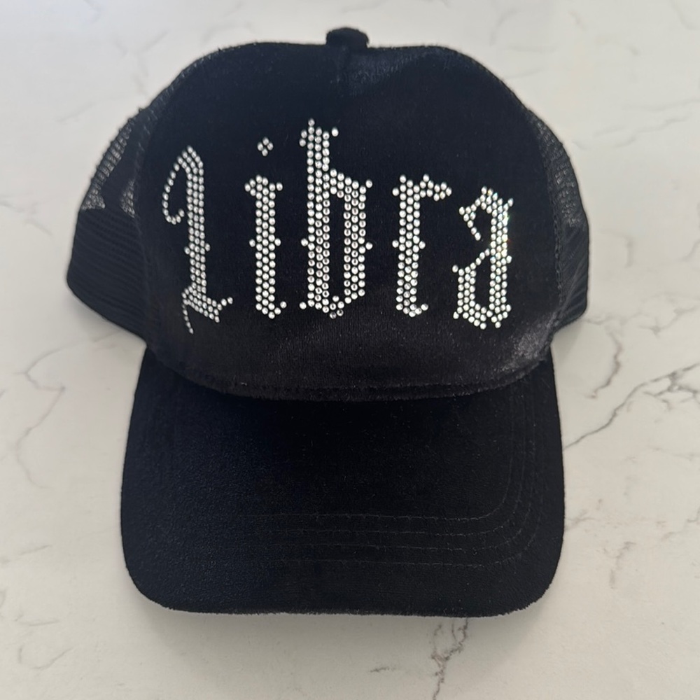 Black Rhinestone Libra Cap